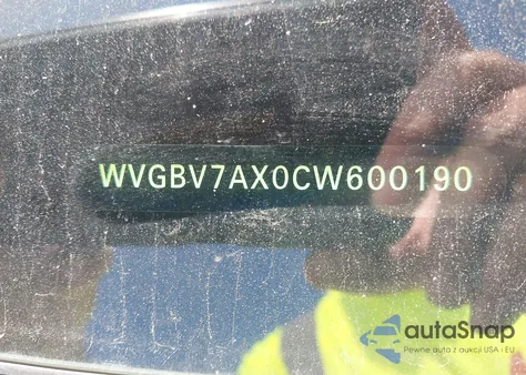 2012 Volkswagen Tiguan Se z USA, uszkodzony, nr VIN WVGBV7AX0CW600190